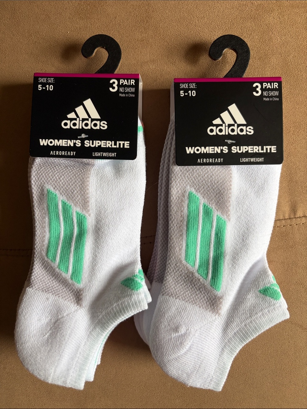 adidas Women's Superlite No-Show Socks 2 packs NWT